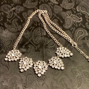 Sparkly Rhinestone Necklace on Solid Silver Tone Chain